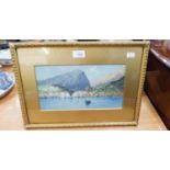 VITO - ITALIAN  WATERCOLOUR  'LAKE SCENE WITH BUILDINGS AND MOUNTAINS'