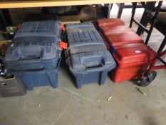 FOUR LARGE PLASTIC TOOL BOXES