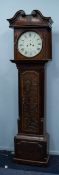 LATE EIGHTEENTH CENTURY MAHOGANY CROSSBANDED AND CARVED OAK LONGCASE CLOCK SIGNED JOS SYMCOCK,