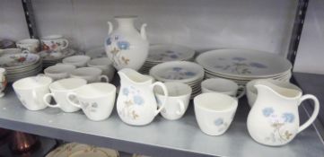 A MODERN WEDGWOOD BONE CHINA 49 PIECE 'ICE ROSE' PATTERN DINNER AND TEA SERVICE ALSO A MATCHING