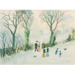 HELEN BRADLEY ARTIST SIGNED COLOUR PRINT Guild stamped 10 3/4in x 14 1/2in (27.5 x 37cm) image (