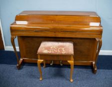 KEMBLE 'MINX MINIATURE PIANO', iron framed and overstrung in figured medium walnutwood case, with