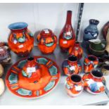 TEN PIECES OF MODERN POOLE POTTERY OF 1970's REVIVAL STYLE, A WEST GERMAN POTTERY VASE, DENBY AND
