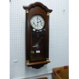W. WIDDOP, MODERN MAHOGANY VIENNA STYLE WALL CLOCK, WITH SPRING DRIVEN 8 DAYS STRIKING AND CHIMING
