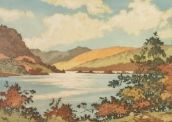 JAMES PRIDDEY AQUATINT PRINTED IN COLOUR Bassenthwaite and Haweswater Lake Both signed and titled in
