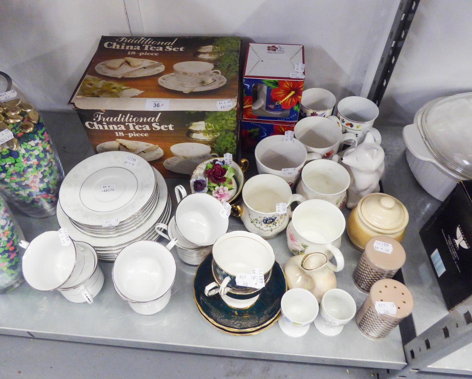 AN EIGHTEEN PIECE TEA SET (BOXED), A CHINESE TEA SET FOR SIX PERSONS (18 PERSON) AND A SELECTION