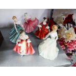 FIVE ROYAL DOULTON FIGURES 'JOANNE', HN 4202, 'ELAINE', HN 3307, 'SARAH' HN 3978, 'STEPHANIE' HN