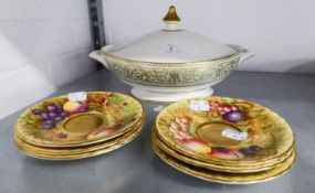 ROYAL DOULTON CHINA 'ENGLISH RENAISSANCE' PATTERN TWO HANDLED OVAL TUREEN AND COVER, AND A SET OF