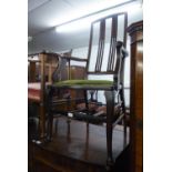 AN EDWARDIAN INLAID MAHOGANY TALL-BACK DRAWING ROOM CHAIR