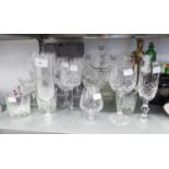 A MODERN VILLEROY AND BOCH CLEAR GLASS FOUR LIGHT TRIPLE BRANCH CANDELABRUM, IN BOX, ALSO THREE OVAL