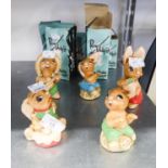 FIVE BOXED PENDELFIN RABBIT FIGURES (5)