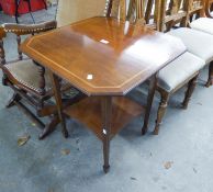 AN EDWARDIAN INLAID MAHOGANY OCCASIONAL TABLE,  BEARS MAKERS LABEL under, JONES, MOSS AND CO.,