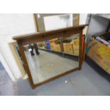 AN OAK FRAMED TABLE TOP OBLONG MIRROR, ON PLATFORM BASE, 2?3? WIDE