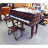 MAX ADOLPH, HIGH GLOSS MAHOGANY CASED BOUDIOR GRAND PIANOFORTE, ON THREE PAIRS OF SQUARE TAPERING