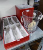 BOXED TAILLE MAIN CRYSTAL TWO HANDLED ICE BUCKET, 9? high, with certificate, TALLE MAIN BOXED SET OF