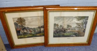 TWO NINETEENTH CENTURY HAND COLOURED LITHOGRAPHS - SPORTING PRINTS THE TITLES CUT FROM THE MARGINS