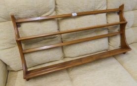 ERCOL LIGHT ELM TWO TIER WALL SHELVES, 3?1? WIDE