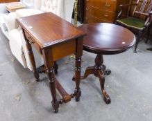 A MAHOGANY OBLONG HALL TABLE WITH A DRAWERS, ON FOUR BALUSTER LEGS WITH H STRETCHERS, 24 ½? WIDE AND