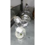 WEBB MOULDED GLASS MODEL OF A WALRUS, MATS JONASSON INTAGLIO CUT GLASS PAPERWEIGHT WIT A FIELD
