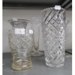 FIVE MODERN CUT GLASS FLOWER VASES, (5)