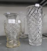 FIVE MODERN CUT GLASS FLOWER VASES, (5)