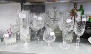 A MODERN VILLEROY AND BOCH CLEAR GLASS FOUR LIGHT TRIPLE BRANCH CANDELABRUM, IN BOX, ALSO THREE OVAL