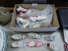 A COLLECTION OF 24 MODERN CHINA ORNAMENTAL SHOES BY SPODE, AYNSLEY, COALPORT, ROYAL WORCESTER, ETC.