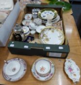 TWO NINETEENTH CENTURY SPECIMEN  TEACUPS AND SAUCERS WITH INDIAN TREE STYLE DECORATION AND A '