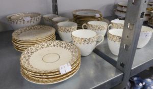 LATE VICTORIAN 33 PIECE STAFFORDSHIRE PORCELAIN PART TEA SERVICE, WRYTHEN MOULDED AND GILT DECORATED