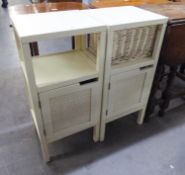 TWO SMALL WHITE FINISH BATHROOM CABINETS, FLOOR STANDING