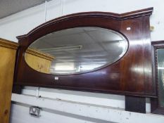 A MAHOGANY OVER MANTEL MIRROR, WITH BEVELLED EDGE, 4?10? WIDE, 2?7? HIGH