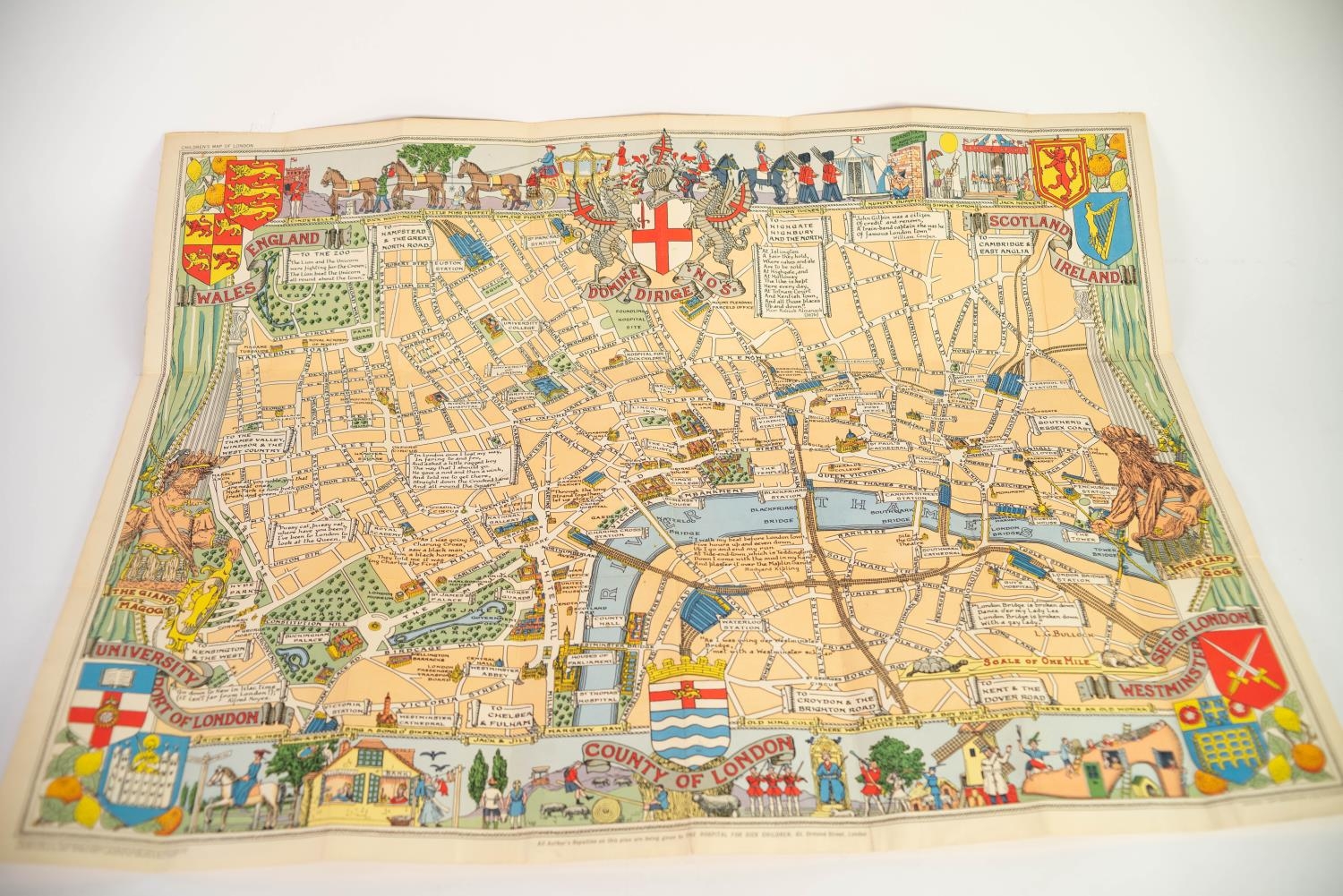 BARTHOLOMEWS CLOTH BACKED AND FOLDING ?CHILDREN?S MAP OF LONDON?, together with an ANTIQUE MAP OF - Image 2 of 2