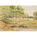 O.H. THOMAS PAIR OF WATERCOLOUR DRAWINGS ?Quiet Pool at Carr Mill? Country Residence Signed 10? x