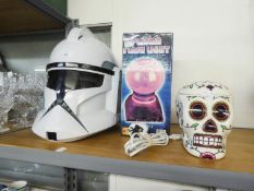 A 'STAR WARS' STORM TROOPER HELMET, WITH VOICE, A PLASMA FLASH LIGHT BOXED, AND AN ELECTRICAL