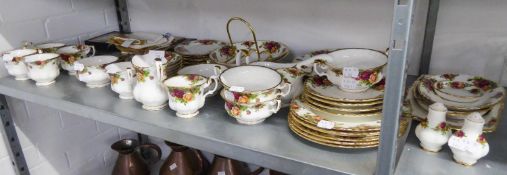 ROYAL ALBERT 'OLD COUNTRY ROSES' TEA AND DINNER WARES FOR SIX PERSONS, ALSO FOUR SOUP BOWLS AND