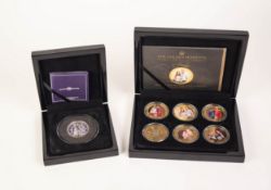 BRADFORD EXCHANGE SET OF SIX LIMITED EDITION 'GOLDEN MOMENTS' GILT METAL AND ENAMEL MEDALLIONS,