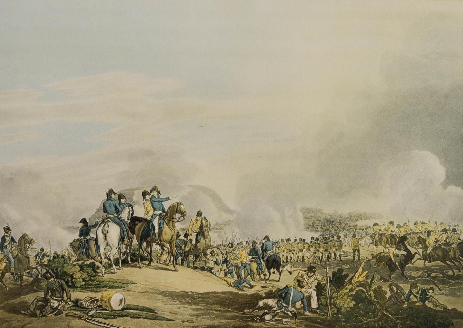 FOUR COLOUR PRINT REPRODUCTIONS OF 19th CENTURY COLOURED ETCHINGS OF BRITISH BATTLE SCENES: The - Image 4 of 4