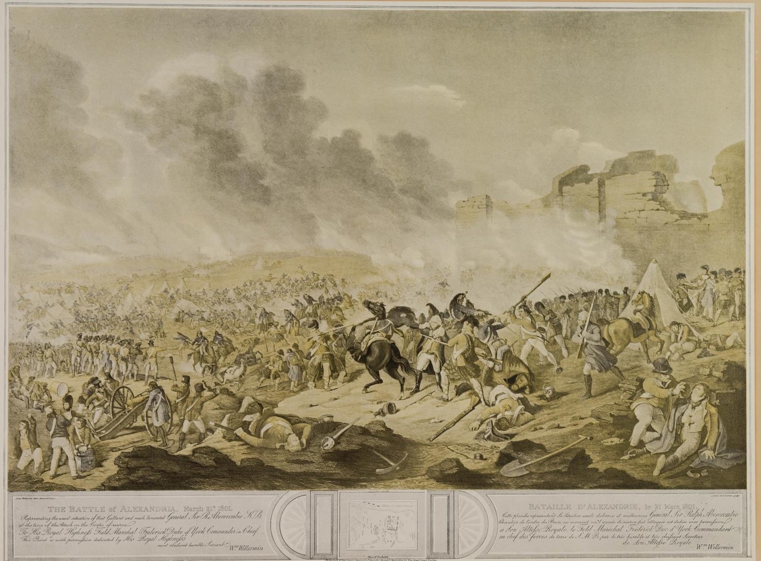 FOUR COLOUR PRINT REPRODUCTIONS OF 19th CENTURY COLOURED ETCHINGS OF BRITISH BATTLE SCENES: The - Image 3 of 4