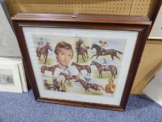 AFTER PETER DEIGHAM  A SET OF FOUR LIMITED EDITION REPRODUCTION COLOUR PRINTS 'LESTER PIGGOTT'S'