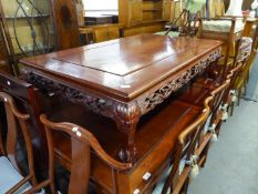 A MODERN HONG KONG PURCHASED HARDWOOD EXTENDING COFFEE TABLE, (150cm long x 92cm wide x 39cm high)