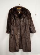 A 1950's LADY'S THREE QUARTER LENGTH MINK COAT, the lining with embroidered initials R.J.H.