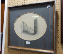 GELDART, PRINT OF A PENCIL DRAWING  'PICKFORD STREET, MACCLESFIELD '  OVAL