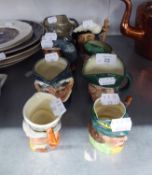 EIGHT ROYAL DOULTON AND OTHER SMALL CHINA AND POTTERY CHARACTER JUGS