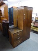 A SMALL OAK COMBINATION WARDROBE/DRESSING TABLE