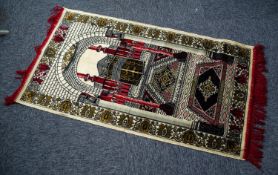 SAUDI ARABIAN 'MARVELTEX' MACHINE WOVEN WALL HANGING, design of a temple with columns and round