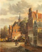 STOFFEL SCHRELIDER (DUTCH MODERN)  OIL PAINTING ON CANVAS  A pastiche Dutch townscape, signed