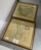 JOHN SELLERS, TWO SMALL ANTIQUE MAPS ?LANCASHIRE? AND ?CHESHIRE?, FRAMED