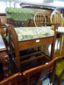 AN EARLY 20TH CENTURY WALNUT PIANO STOOL, WITH UPHOLSTERED BOX SEAT