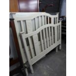 A PAINTED POSSIBLY EDWARDIAN CARVED BEDSTEAD