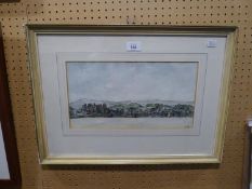 A.O. WATERCOLOUR DRAWING View of Conwy 7 ½? x 14? Bears Unicorn Gallery, Wilmslow, label verso